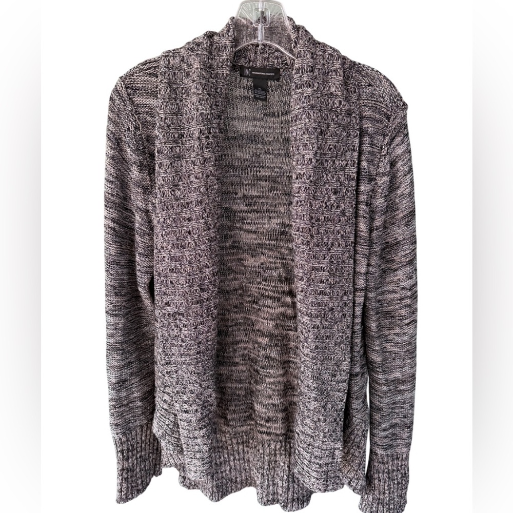 INC Women’s Cardigan Sweater Neutral Gray Knit with Metallic Threads